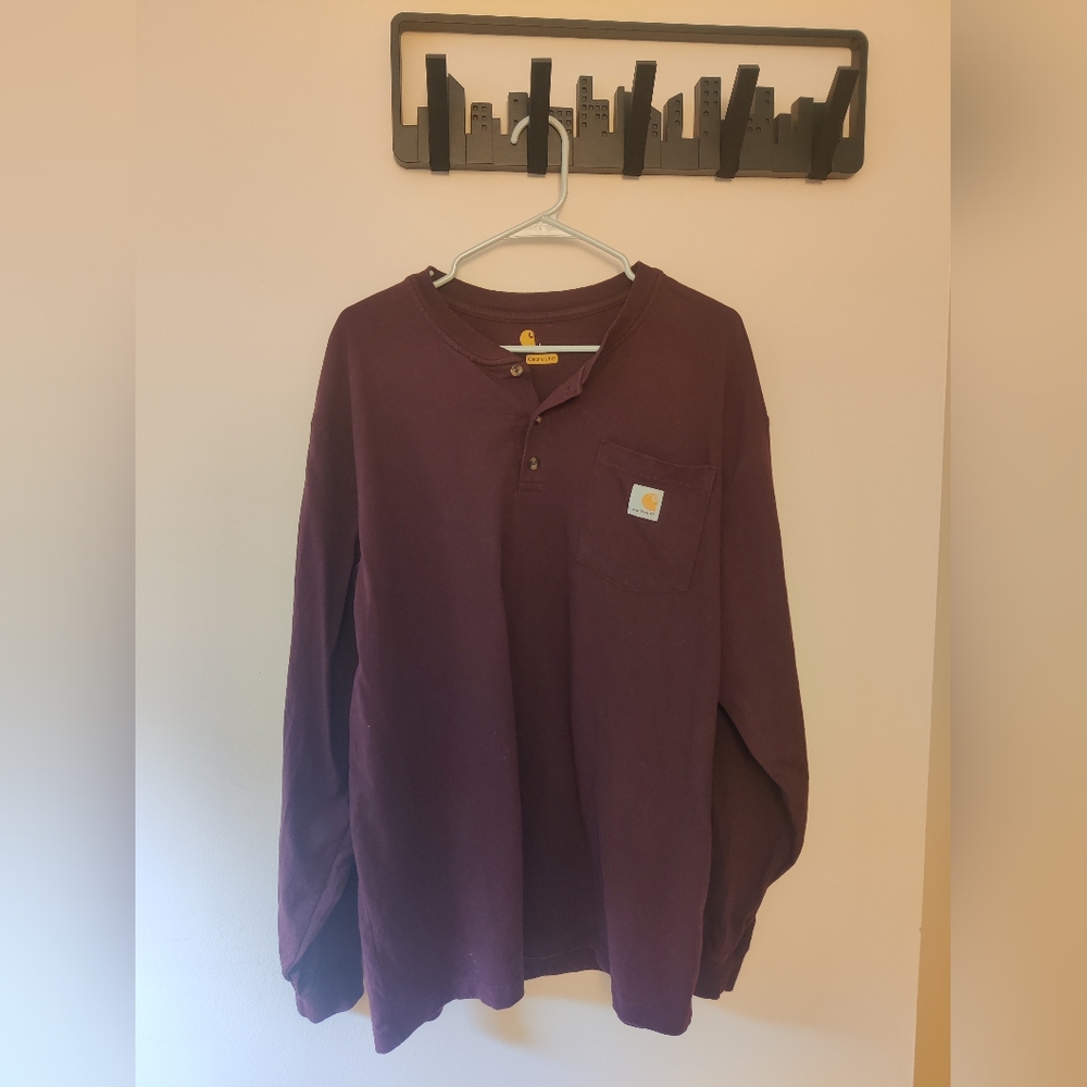 Carhartt Men's Dark Red Long Sleeve Henley